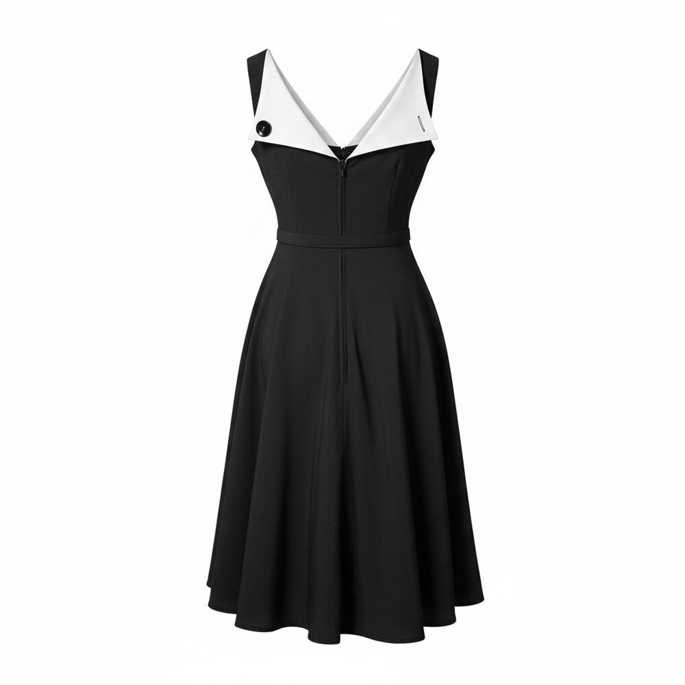 Bettie Page by Tatyana Black Circle Dress - Open Back White Satin |Size XL - Picture 3 of 7